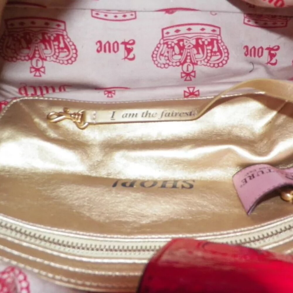 Juicy Couture "Christmas" Red Poinsettia Velour Daydreamer Shoulder Bag Shopper - Picture 6 of 11